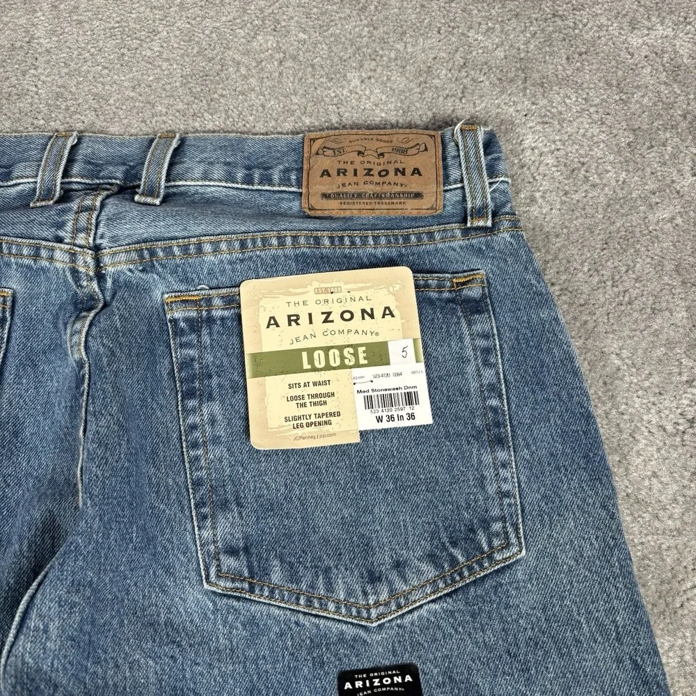 Vintage Arizona Jeans Mens 35x36 Loose Fit Straight Leg Light Blue Denim NWT